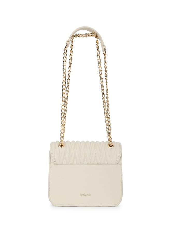 Fastrack QuiltGrid Shoulder Bag | Faux-Leather Women’s Handbag | Diamond Quilted Design | Adjustable Chain Strap | Zipper & Magnetic Closure | Gold-Finish Hardware - Image 5