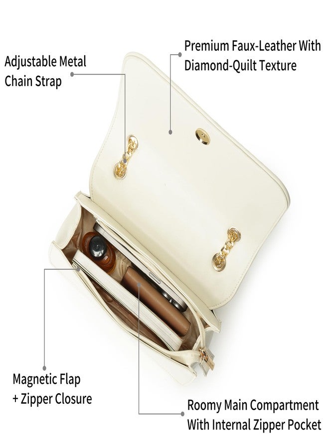 Fastrack QuiltGrid Shoulder Bag | Faux-Leather Women’s Handbag | Diamond Quilted Design | Adjustable Chain Strap | Zipper & Magnetic Closure | Gold-Finish Hardware - Image 3