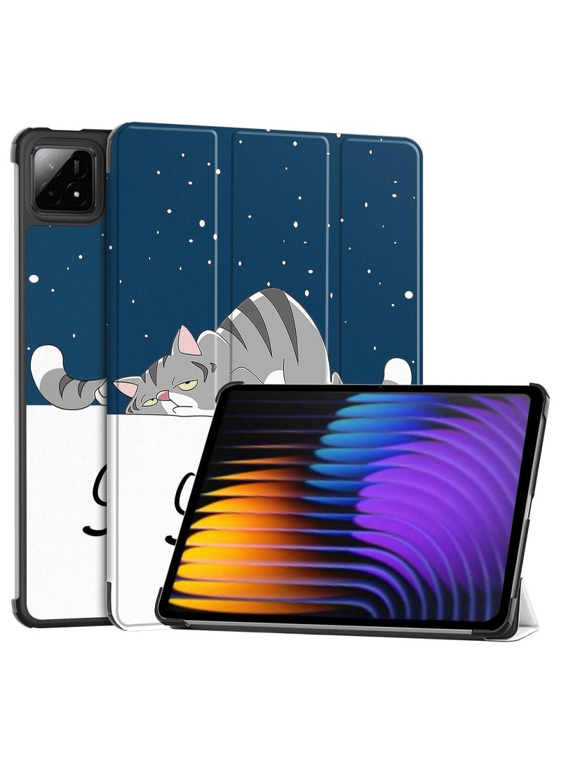 حافظة تابلت لجهاز Xiaomi Pad 7/ Xiaomi Pad 7 Pro مقاس 11.2 بوصة خفيفة الوزن مع قاعدة ثلاثية قابلة للطي وحافظة ذكية مع وظيفة الاستيقاظ/النوم، مقاومة للصدمات والسقوط - Image 1