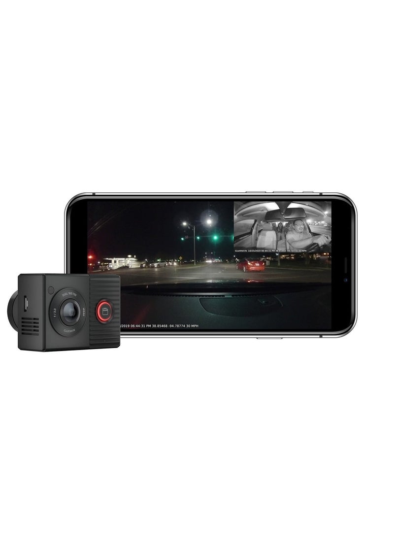 جارمين كاميرا لوحة القيادة Garmin Dash Cam Tandem، عدسة أمامية بدقة 1440 بكسل وعدسة داخلية بدقة 720 بكسل، مجال رؤية 180 درجة وسلسلة Signature من القماش Dash Cam Tandem - Image 5