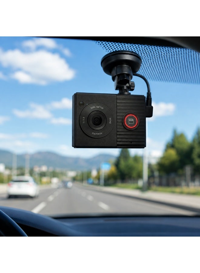 جارمين كاميرا لوحة القيادة Garmin Dash Cam Tandem، عدسة أمامية بدقة 1440 بكسل وعدسة داخلية بدقة 720 بكسل، مجال رؤية 180 درجة وسلسلة Signature من القماش Dash Cam Tandem - Image 2