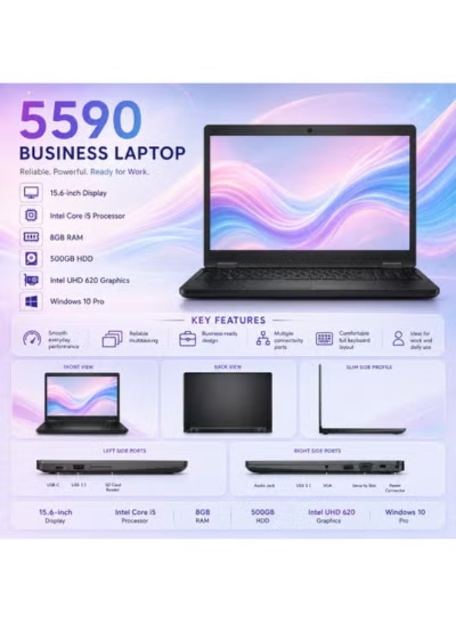 لابتوب عملي مقاس 15.6 بوصة بمعالج فئة i5 وذاكرة 8 جيجابايت وتخزين SSD سريع مع حامل لابتوب وماوس وشنطة للعمل والدراسة - Image 4