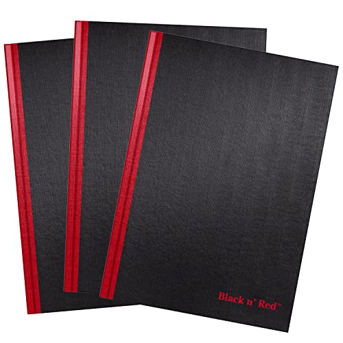 Black n' Red Notebooks, Business Journals, 3 Pack, 11-3/4" x 8-1/4", 96 Sheets, Ruled, Optik Paper, Hardcover, Casebound, Black (400123487) - Image 1