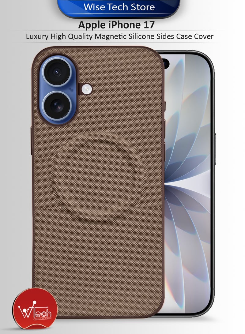 Wtech Apple iPhone 17 5G 2025 Luxury High Quality Magnetic Silicone Sides Case Cover (MCRPSN) - Brown - Image 1