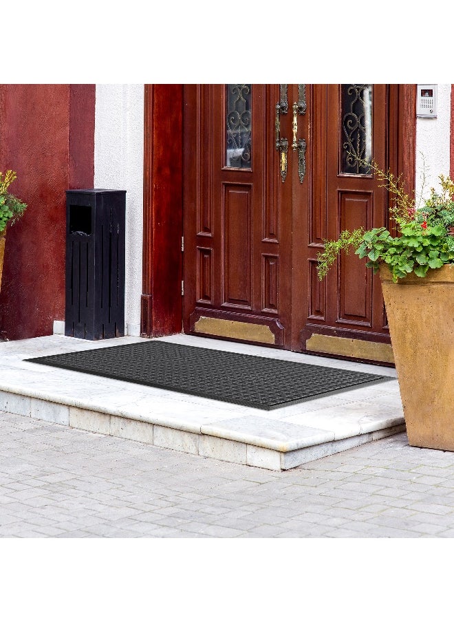 Comfy Feet 60 x 36 Inch Floor Mat, 1 Waffle Outdoor Floor Mat - No-Slip, No-Skid Backing, Dark Gray Polypropylene Entrance Mat, Does Not Get Stain, heavy-duty