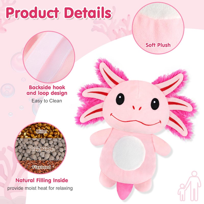 SUZZIPAD Axolotl Microwavable Heating Pad For Belly  Neck & Shoulders  Heatable Plush With Moist Heat  Removable Plush Cover  Unscented Natural Fill  Adorable Surprise Present  6.8"" X 10.6"" - Image 2