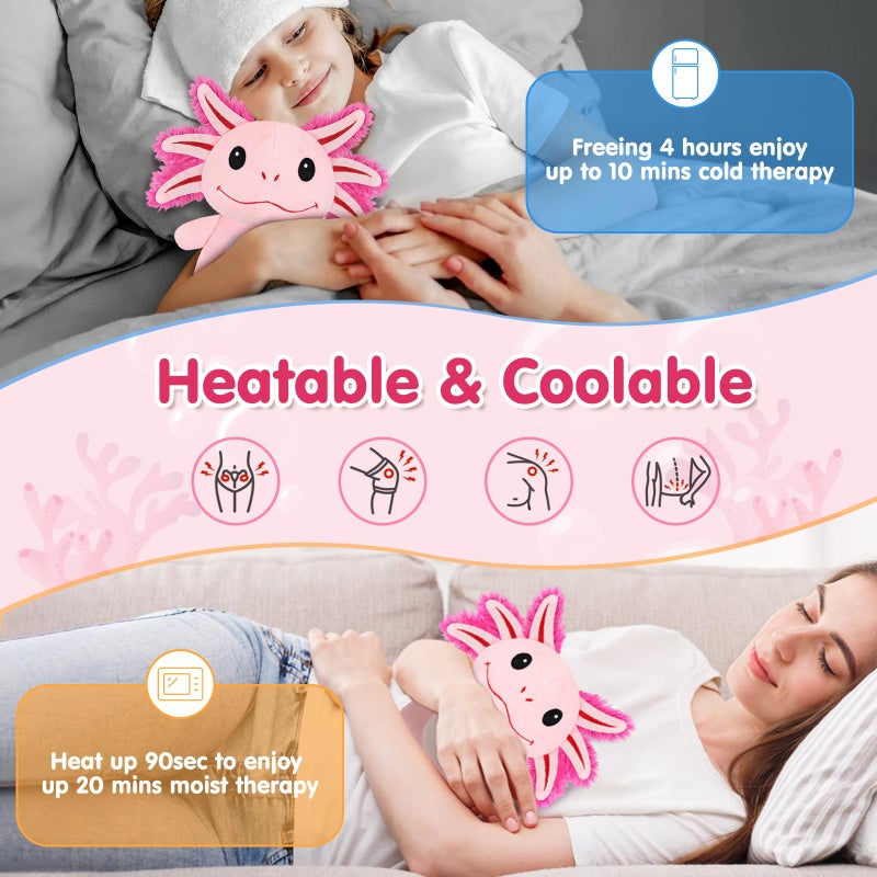 SUZZIPAD Axolotl Microwavable Heating Pad For Belly  Neck & Shoulders  Heatable Plush With Moist Heat  Removable Plush Cover  Unscented Natural Fill  Adorable Surprise Present  6.8"" X 10.6"" - Image 3