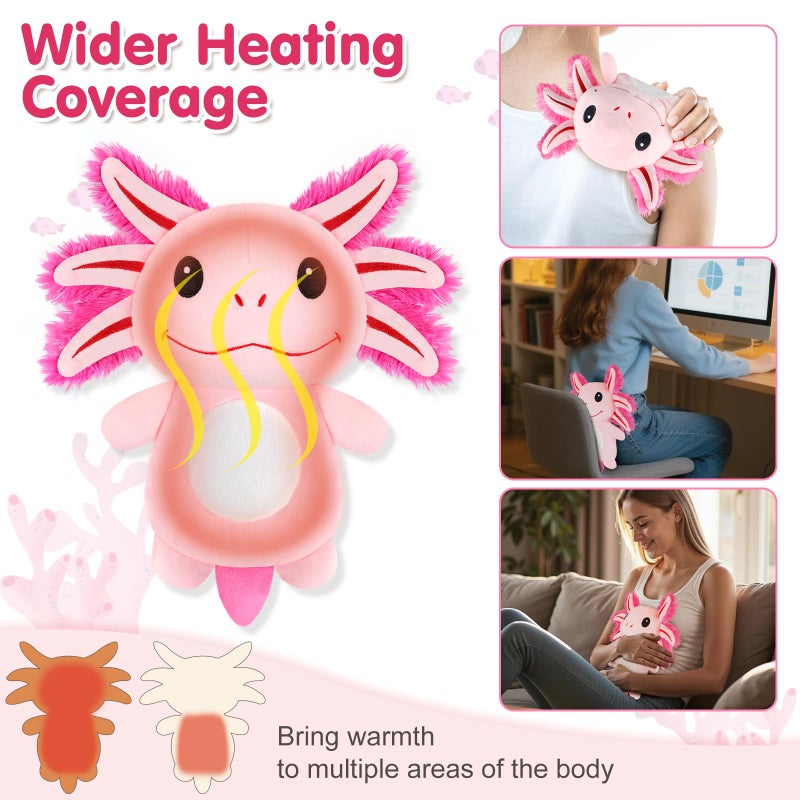 SUZZIPAD Axolotl Microwavable Heating Pad For Belly  Neck & Shoulders  Heatable Plush With Moist Heat  Removable Plush Cover  Unscented Natural Fill  Adorable Surprise Present  6.8"" X 10.6"" - Image 5