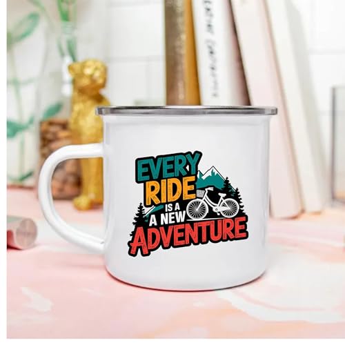 TAJNAN Coffee Mug | Unbreakable Enamel | Mountains Travel Print | Military Mug | Unique and Stylish | Birthday Travel Gift (Metal), 350 Milliliter (Every Ride) - Image 4