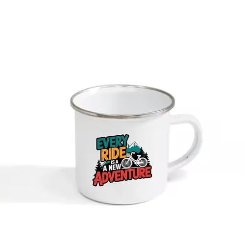 TAJNAN Coffee Mug | Unbreakable Enamel | Mountains Travel Print | Military Mug | Unique and Stylish | Birthday Travel Gift (Metal), 350 Milliliter (Every Ride) - Image 5