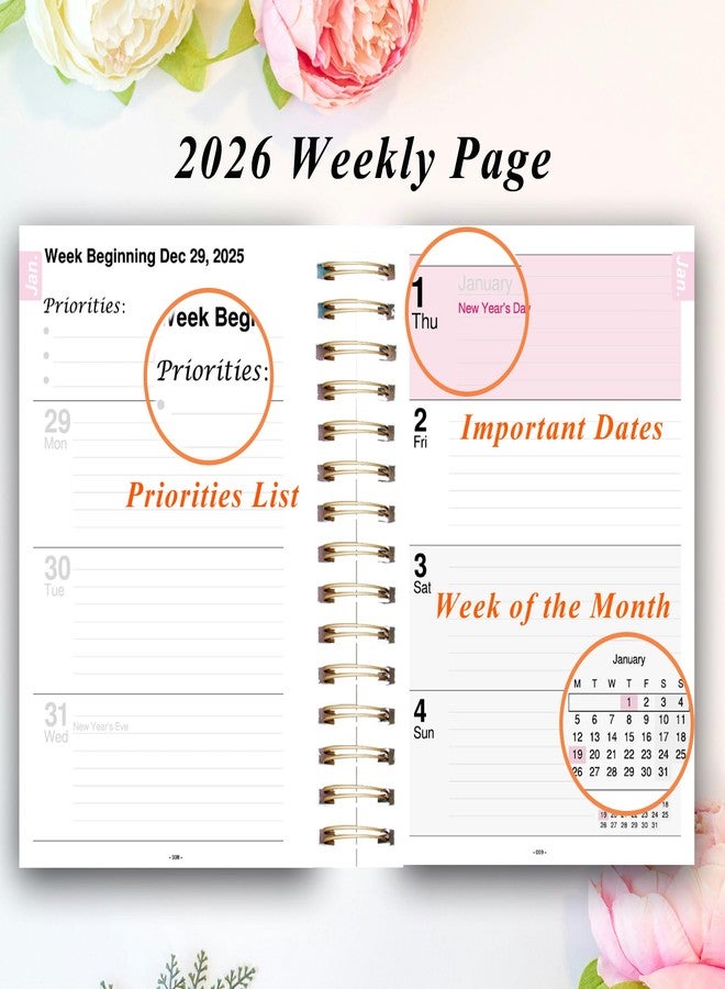 Yunaeduo Planner 2026 January to December, 5.5" x 8.5" Daily Weekly and Monthly Calendar Planner for Productivity, Goal Setting & Time Management, Organizer for Work, School & Life - Black Hard Cover - Image 2