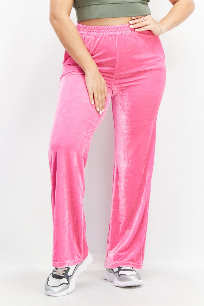 STEVE MADDEN Women Regular Fit Textured Pull-On Palazzo Pant, Pink - Image 1