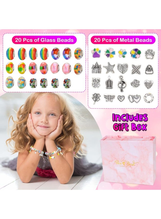 Charm Bracelet Making Kit,Unicorn Jewelry Making Kit Birthday Gifts for Girls Age 6 7 8 9 Art and Craft DIY Charm Bracelet Kit for 8-12 Year Old Girls Kid Crafts Set Toy Bracelet - Image 2