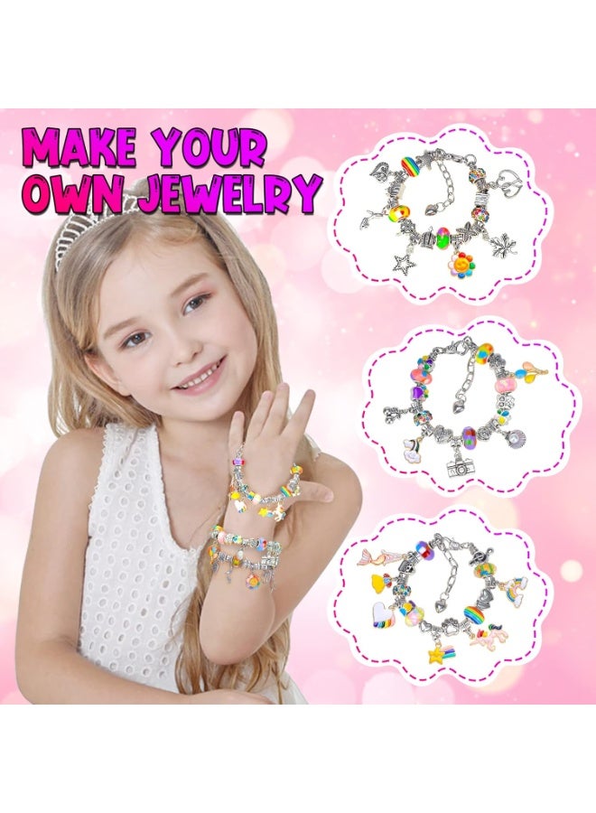 Charm Bracelet Making Kit,Unicorn Jewelry Making Kit Birthday Gifts for Girls Age 6 7 8 9 Art and Craft DIY Charm Bracelet Kit for 8-12 Year Old Girls Kid Crafts Set Toy Bracelet - Image 4