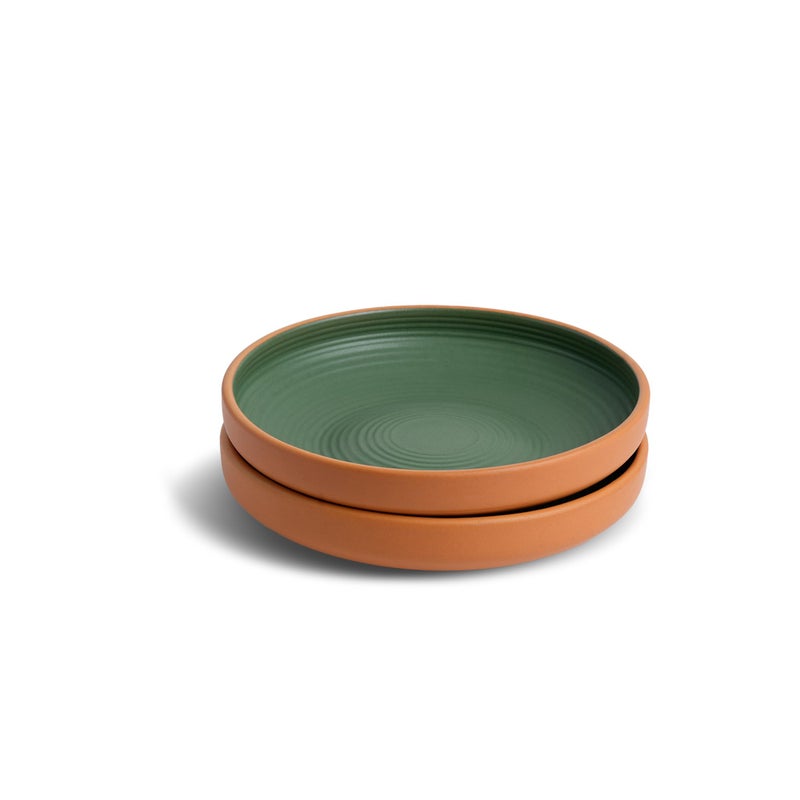 Shay Shay Stackable Ceramic Pasta Bowl Set, 22cm, 2 Pieces, Klay Green| Matte Finish | Ceramic Pasta Plate | Deep Plate | Bowl | Pasta Serving Plate (Stackable Pasta Plate - Klay Green) - Image 5