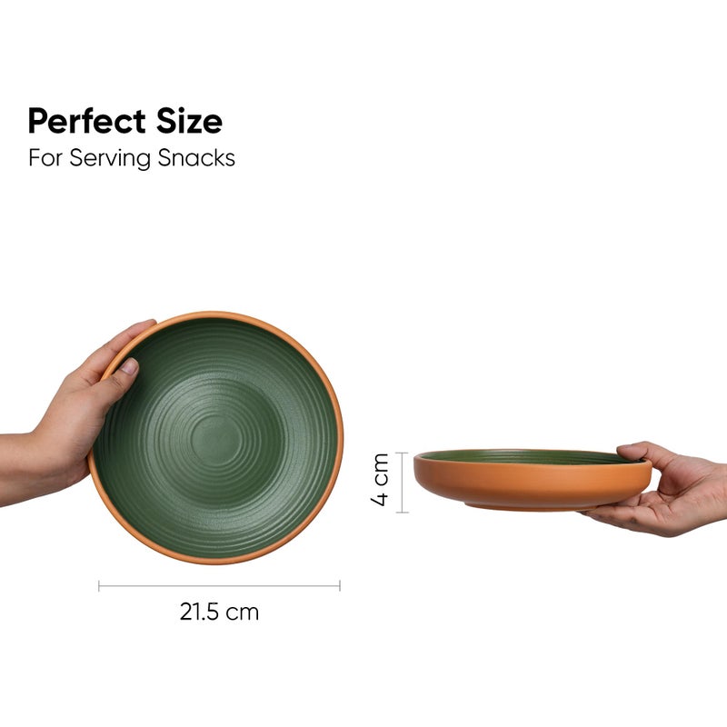 Shay Shay Stackable Ceramic Pasta Bowl Set, 22cm, 2 Pieces, Klay Green| Matte Finish | Ceramic Pasta Plate | Deep Plate | Bowl | Pasta Serving Plate (Stackable Pasta Plate - Klay Green) - Image 3