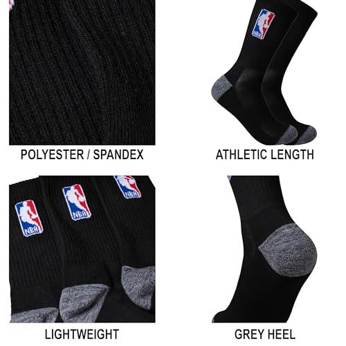 Ultra Game جوارب رياضية مريحة للرجال من ألترا جيم NBA - 6 قطع - للجنسين، NBA، أسود، M6-12 - Image 4