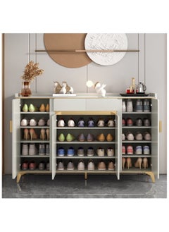 Modern Shoe Cabinet with Gold Accents Large Capacity Keeper for Shoes, Off-White Shoe Organizer 160 cm Wide Luxury Storage Unit, Elegant Hallway & Entryway Furniture for Shoes and Accessories - pzsku/ZE94D16682B0CDF08B771Z/45/_/1734793988/53056376-cac0-4918-92cc-6f2f9595f8fb