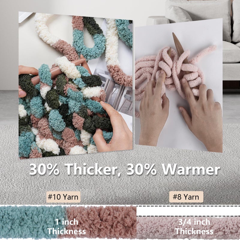 Cozyful Chunky Yarn for Hand Knitting - #10 Chunky Chenille Blanket Yarn, Jumbo Big Thick Chunky Yarns for Crocheting, Tie Dye Bulky Knit Yarns, 8 Skein (25 yds 8 oz Each Skein), Forest&Teal&Coffee - Image 3