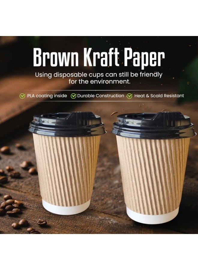 إس إن إتش باكينج كوب تموج بني 8 أونصات مع غطاء كرافت شاي ساخن وقهوة بني طبيعي 50 قطعة - Image 5