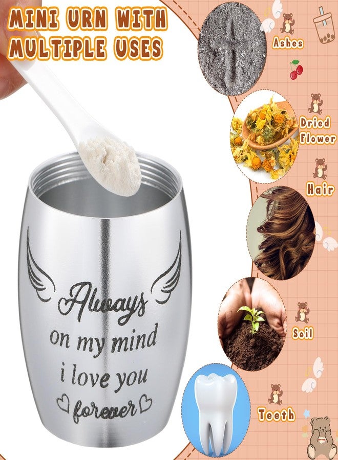 كينينج مجموعة هدايا جنائزية من 5 قطع من كينينج: كلب محشو لحفظ الرماد مع ملعقة، جرة صغيرة تذكارية، لوحة تذكارية على شكل قلب من الأكريليك، سوار مزين بأجنحة لتذكر فقدان أحد الأحباء (بني). - Image 3