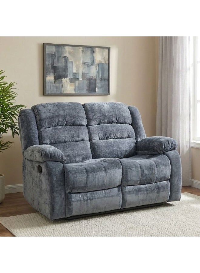 DANUBE HOME Dazler 2 Seater Fabric Recliner Modern Design Two Seat Sofas Comfortable Living Room Furniture L 153x94x104 cm Grey - Image 1