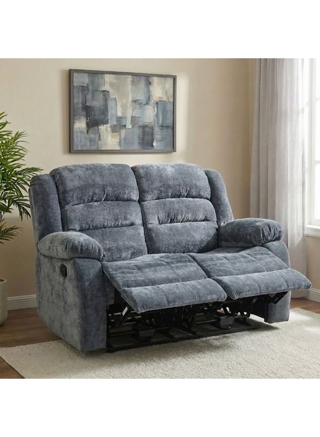 DANUBE HOME Dazler 2 Seater Fabric Recliner Modern Design Two Seat Sofas Comfortable Living Room Furniture L 153x94x104 cm Grey - Image 2