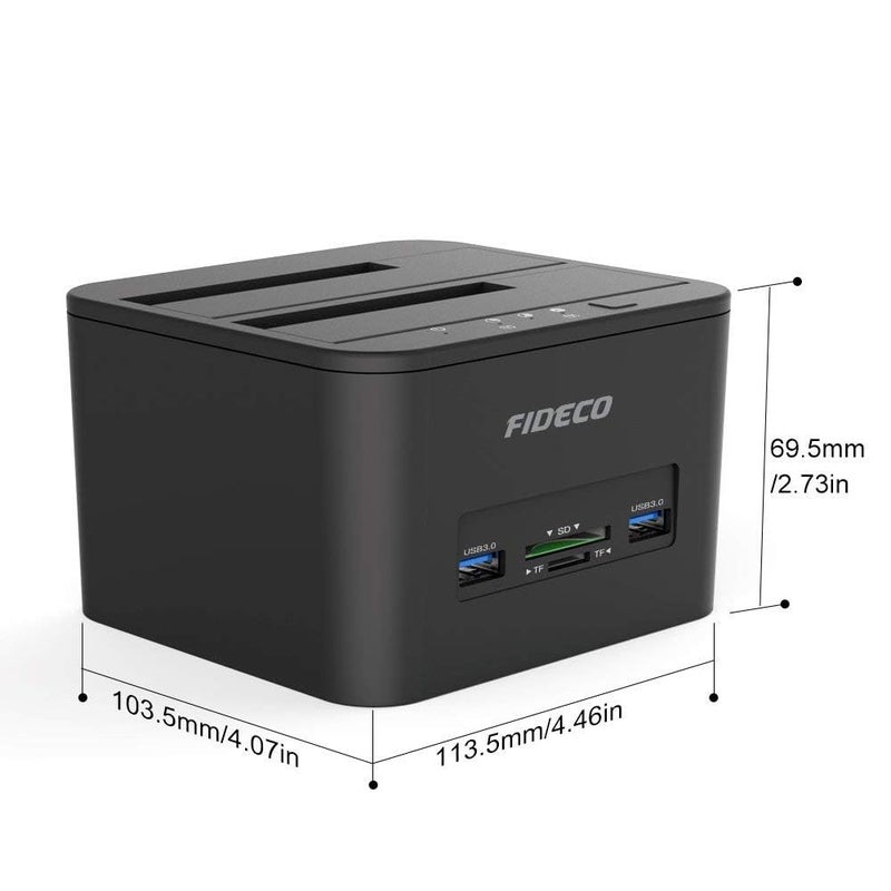Tobo محطة إرساء الأقراص الصلبة USB 3.0 إلى SATA، محطة إرساء مزدوجة للأقراص الصلبة مع فتحات بطاقة TF و SD لأقراص SATA HDD SSD بحجم 2.5/3.5 بوصة، تدعم TD-1043HS - Image 3