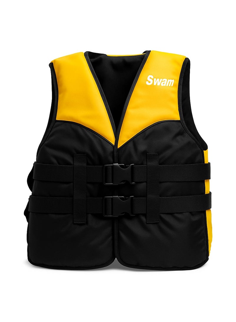 سترة النجاة للكبار من SOFAB – طفو موثوق به، وأناقة ستعجبك – باللونين الأسود والأصفر لكل مغامرة! - Image 1