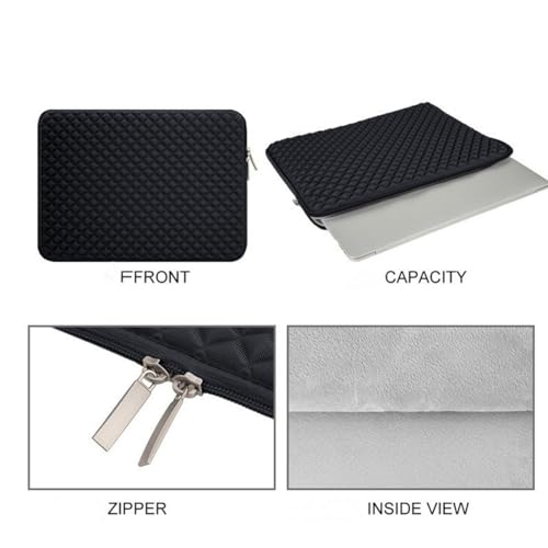 Divinext Shock Proof Diamond Foam Lycra Laptop Sleeve Case for 13 Inches Laptop | Black - Image 2