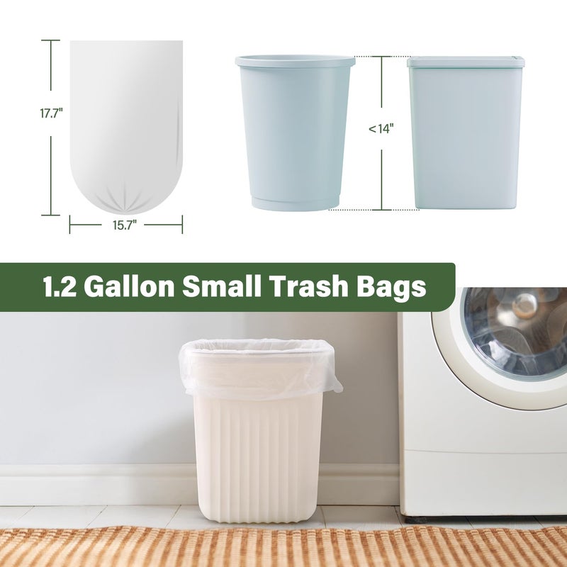 Jaoul 1.2 Gallon Small Trash Bags  Unscented Strong Small Trash Bags Bathroom  1.2 Gallon Trash Bags For Bathroom  Durable Mini Trash Bags For 1 Gallon Trash Can  White  60 Counts - Image 2