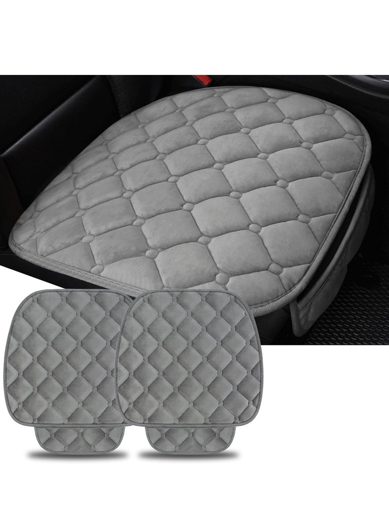 KASTWAVE 2 PCS Car Seat Cushion, Winter Warm Anti-Slip Seat Pad, Soft Comfortable Without Backrest Seat Cushion Cover,Car Seat Covers Protective Mat pad Universal Seat Protector for Most Cars (Gray) - Image 1