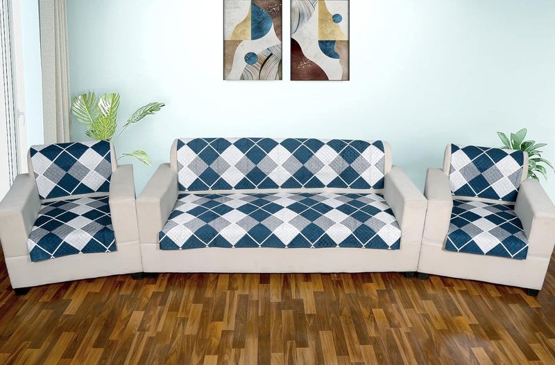 AMAZE ATTIRES Velvet Printed Sofa Seat Cover for 5 Seater with Heavy Antiskid Backing & Machine Washable Sofa Seat Runner for Couch - (27 x 24 Inches - 4 Pieces, 27 x 72 Inches - 2 Piece) Design 6 - Image 2