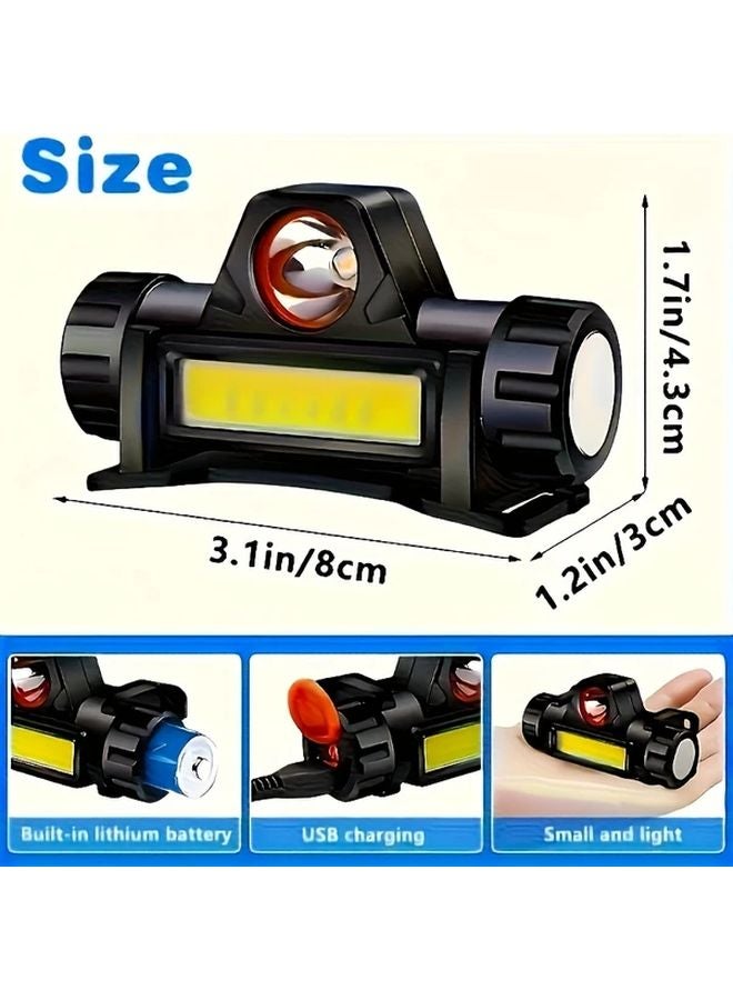 6pcs LED Headlamp USB Rechargeable Adjustable Headband Lightweight Hands Free Lighting - Image 4