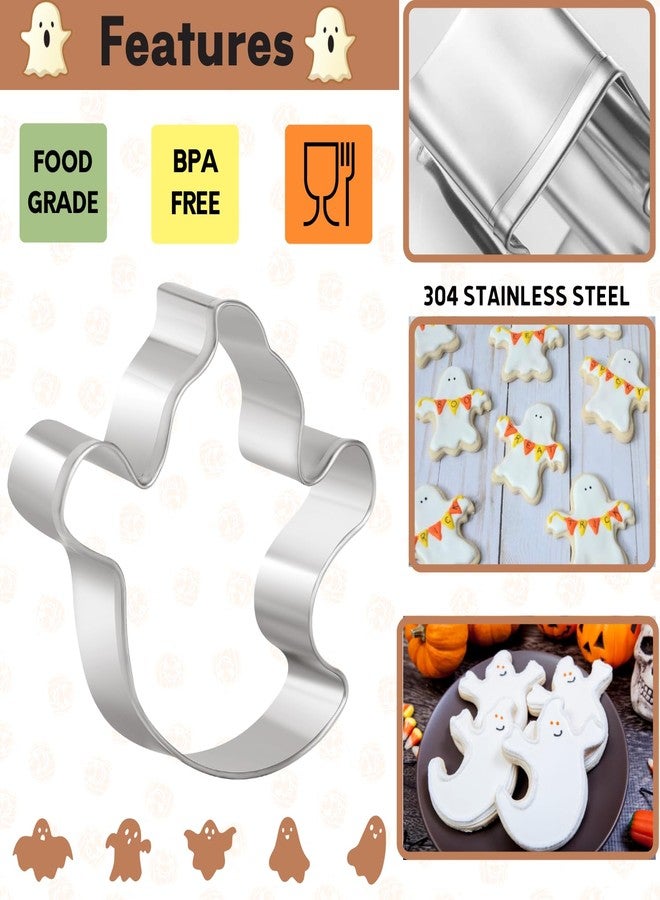 KAISHANE Ghost Cookie Cutter Set,3Pcs Stainless Steel Halloween Biscuit Cutters for Holiday Baking - Image 2