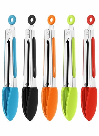 7 Inch Silicone Tongs, Mini Kitchen Tongs With Silicone Tips Small Serving Tongs Stainless Steel Cooking Tongs For Salad, Grilling, Frying And Cooking (Black, Red, Blue, Orange, Green, 5 PCS) - pzsku/ZE94D8608202F96E31C49Z/45/_/1695689225/8455398f-7e52-4b1e-a0a0-5b01cbeed4b2