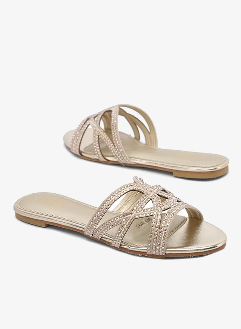 Fyor  Crystal Embellished Multi-Strap Flat Sandal MY 412 for Women | Best Price UAE