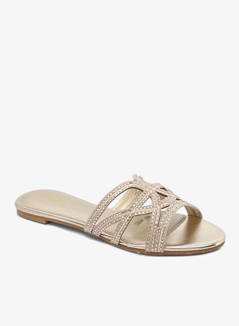 فايور Crystal Embellished Multi-Strap Flat Sandal MY 412