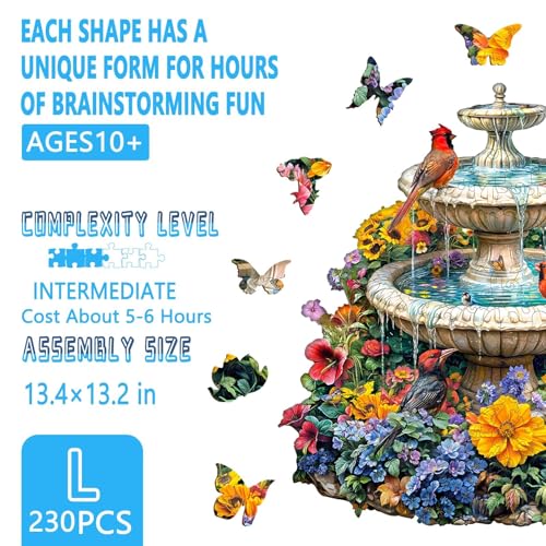 Artipuz Wooden Puzzles for Adults Garden Melody Wooden Puzzle Unique Shape Wooden Jigsaw Puzzle for Adults Wood Puzzles Adult Gifts for Friends and Family Wall Art Home Decor 230pcs 134 132in L - Image 5