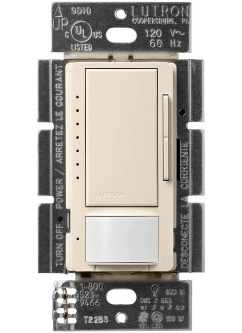 Lutron Maestro LED Dimmer switch with motion sensor, no neutral required, MSCL-OP153M-LA, Light Almond