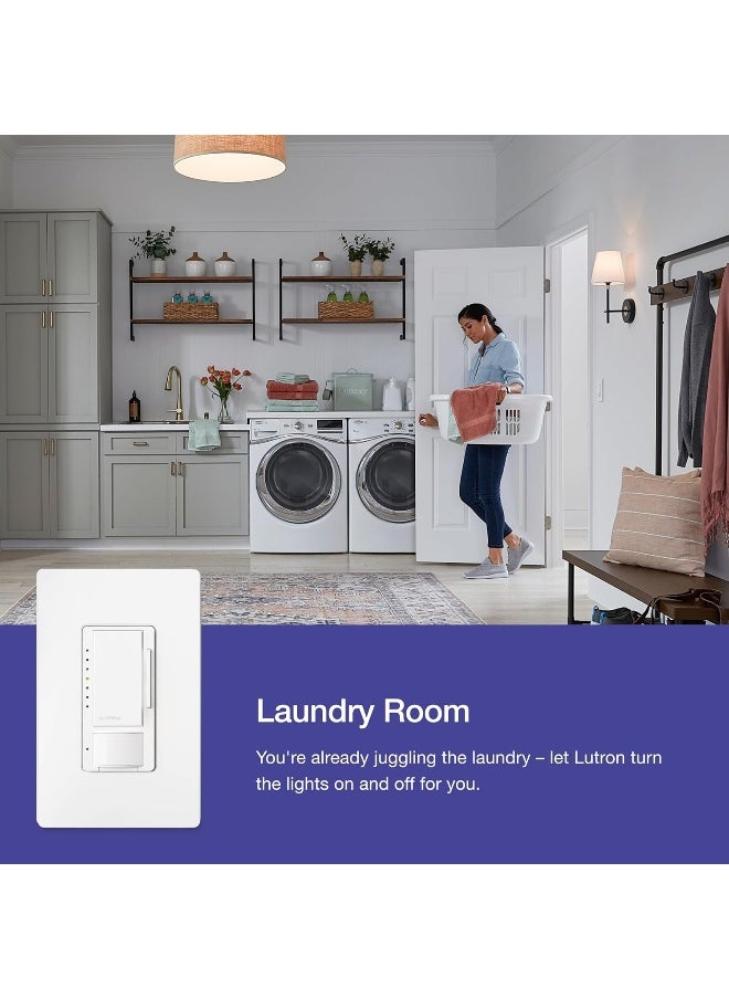 LUTRON Lutron Maestro LED Dimmer switch with motion sensor, no neutral required, MSCL-OP153M-LA, Light Almond  - Image 2