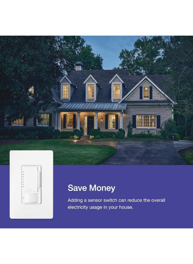 Lutron Maestro LED Dimmer switch with motion sensor, no neutral required, MSCL-OP153M-LA, Light Almond