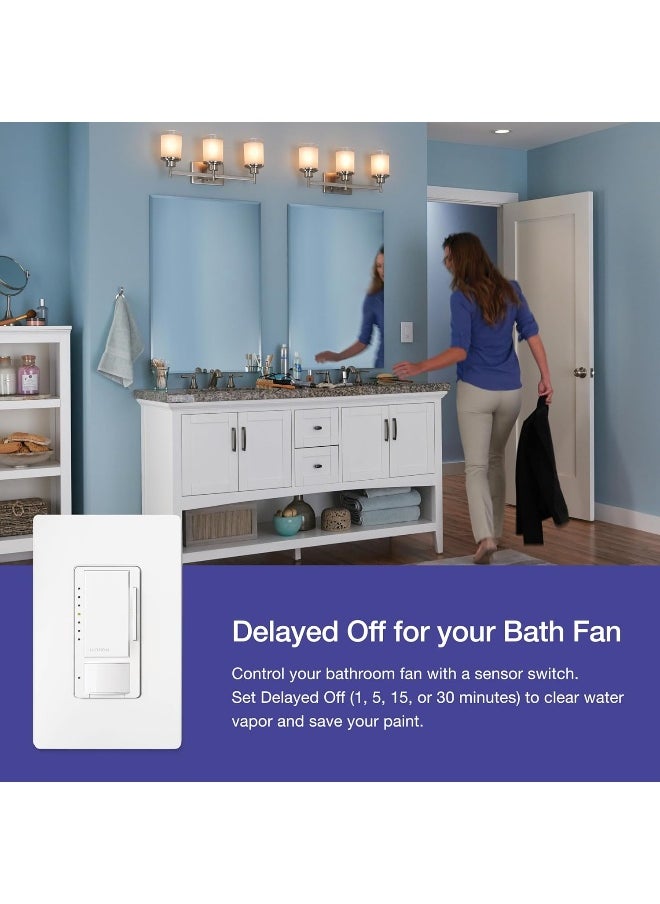 Lutron Maestro LED Dimmer switch with motion sensor, no neutral required, MSCL-OP153M-LA, Light Almond