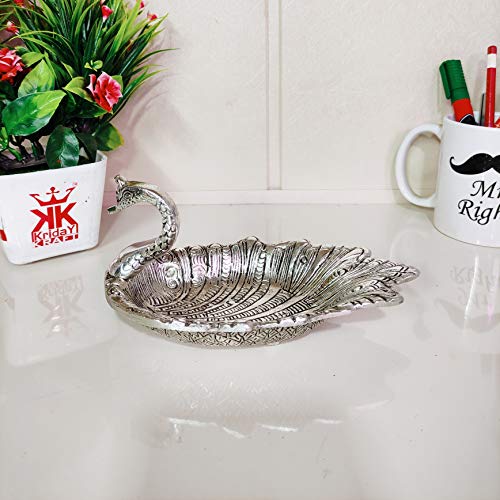 KridayKraft Metal Duck-Shaped Dry Fruit Tray Bowl – Handcrafted Decorative Silver Finish Dish for Tabletop & Home Décor – Elegant Centerpiece for Festive, Living Room or Gift Use (19 x 9 x 10 cm) - Image 3