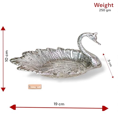 KridayKraft Metal Duck-Shaped Dry Fruit Tray Bowl – Handcrafted Decorative Silver Finish Dish for Tabletop & Home Décor – Elegant Centerpiece for Festive, Living Room or Gift Use (19 x 9 x 10 cm) - Image 2