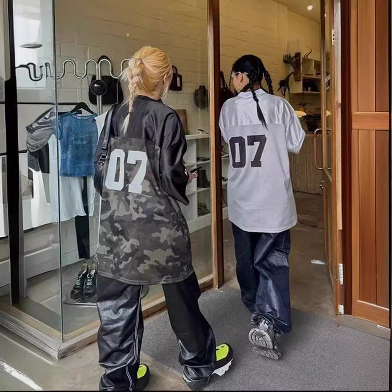 07 Retro Hip Hop Jersey Loose Short-Sleeved T-Shirt Women'S 2024 High Street American Style Half-Sleeved Top Trendy - Image 5