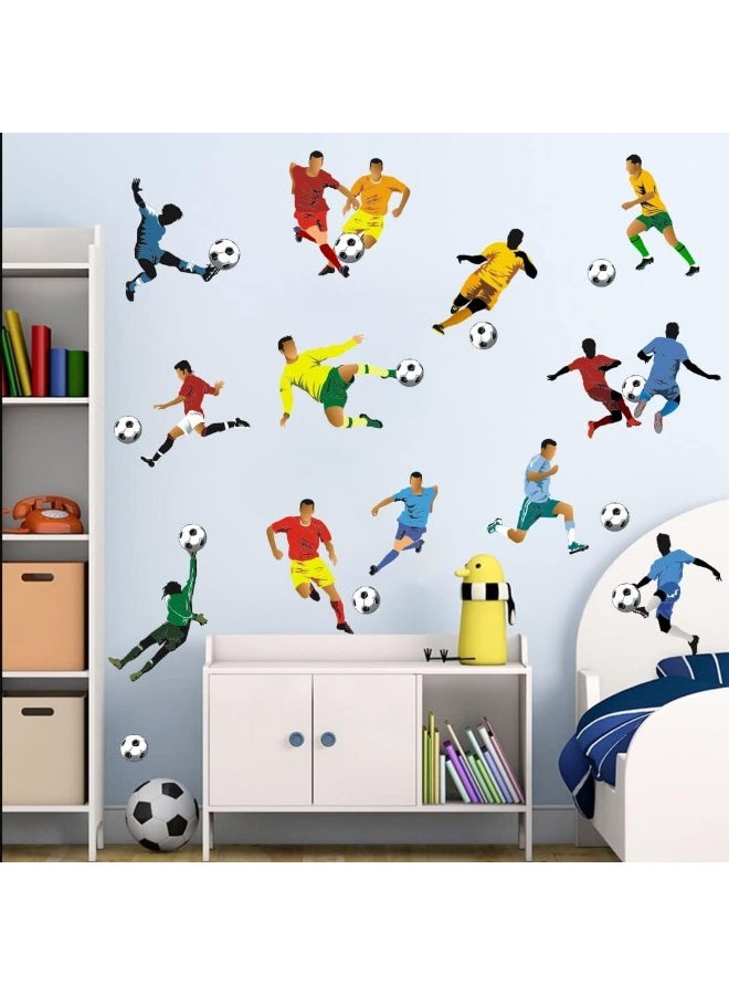 BPA ملصقات جدارية للاعبي كرة القدم BPA، ملصق جدار كرة القدم لغرفة نوم الأولاد، فن جدار كرة القدم الفينيل الرياضي لملحقات غرفة الأطفال لكرة القدم - Image 2