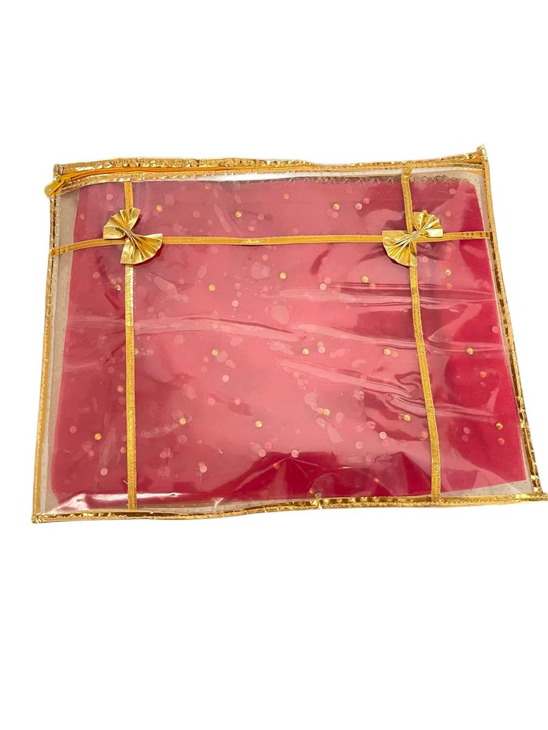 DBRANDY Single Packing Saree/Suit Cover Bag for Storage, Gifting, and Organizing Wardrobes � Wedding Saree/Suit Packing Bag for Safe & Elegant Storage (Red-Gold, Pack of 4) - Image 4