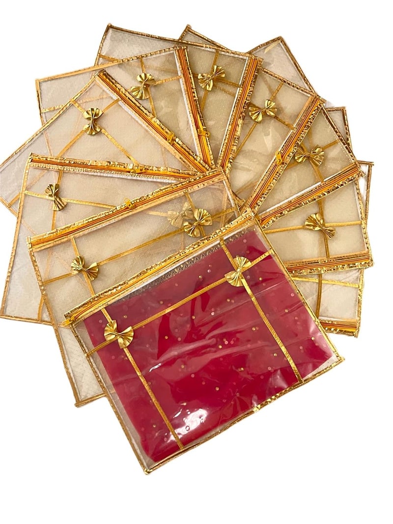 DBRANDY Single Packing Saree/Suit Cover Bag for Storage, Gifting, and Organizing Wardrobes � Wedding Saree/Suit Packing Bag for Safe & Elegant Storage (Red-Gold, Pack of 4) - Image 3