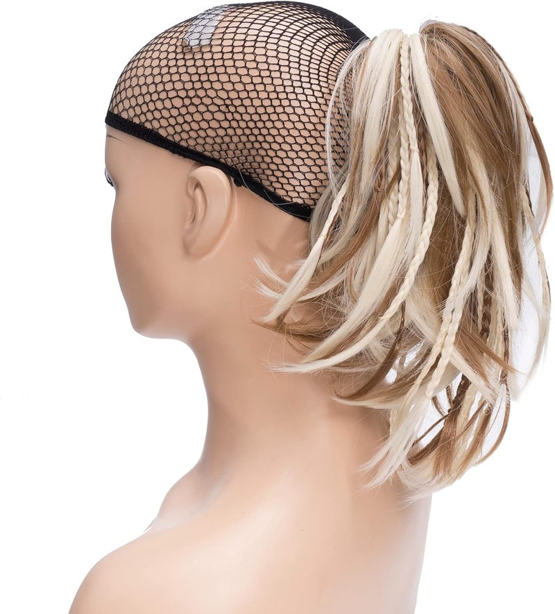 IMISSU Handmade Braid Claw Ponytail Hairpiece Clip in Hair Extensions Pony Tail Hair Pieces Blonde Mixed Copper